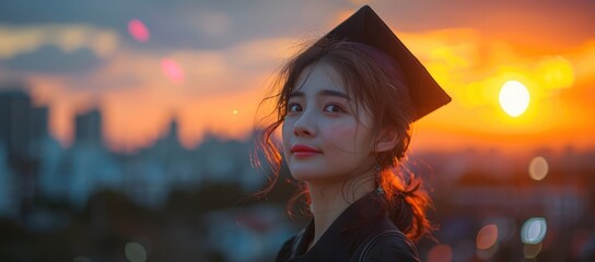 Fototapeta premium Graduation Celebration at Sunset