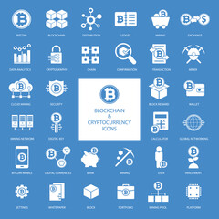 Blockchain And Cryptocurrency Bitcoin Icon Set	