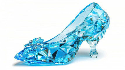 Obraz premium Princess Glass Slipper Isolated on White Background: Fairy Tale Fantasy, Magical Shoe