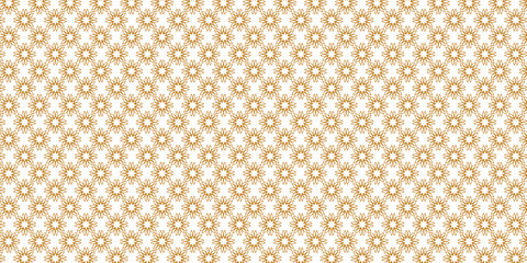 Golden vector floral seamless pattern. Abstract luxury geometric ornamental texture with small flower silhouettes. Gold and white simple ornament in oriental style.