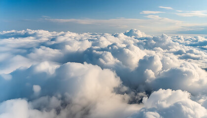 Naklejka premium Whimsical patterns of fluffy white clouds. Beautiful sky.
