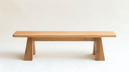 Fototapeta premium A contemporary bench with a simple design and natural finish, set against a white backdrop