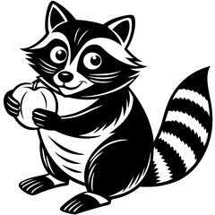 Mischievous Raccoon Holding a Piece of Fruit (1) Vector Design and illustration