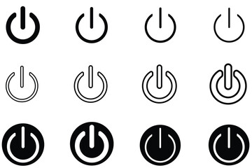 Collection of Various Power Button Icons in Different Styles and Designs for Technology