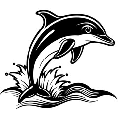 Obraz premium Joyful Dolphin Leaping Out of the Ocean Vector Design and illustration