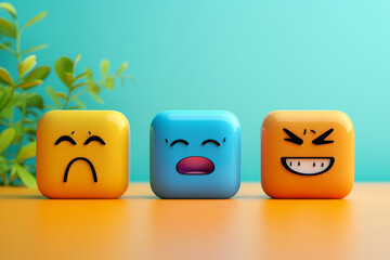 58 Set of 3D AI icons showcasing emotion detection, a minimalist composition