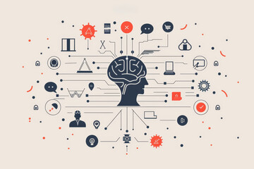 59 AI technology icons depicting AI in legal technology, a minimalist composition