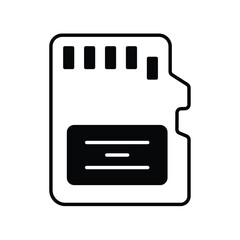 memory card glyph icon with white background vector stock illustration