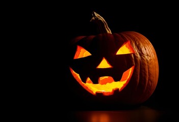 Fototapeta premium halloween jack o lantern on dark background