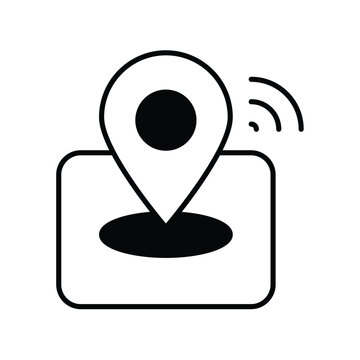 gps device glyph icon with white background vector stock illustration