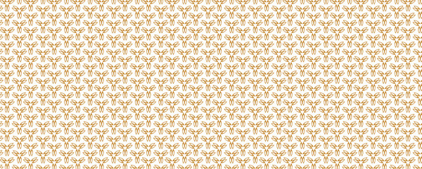 Golden vector floral seamless pattern. Abstract luxury geometric ornamental texture with small flower silhouettes. Gold and white simple ornament in oriental style.