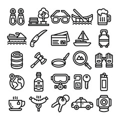 Fototapeta premium Adventure black outlined icon vector