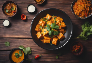 Tabletop view from Indian meals