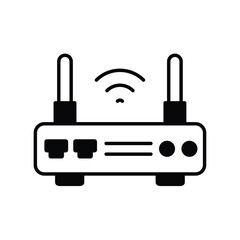 wireless router glyph icon with white background vector stock illustration