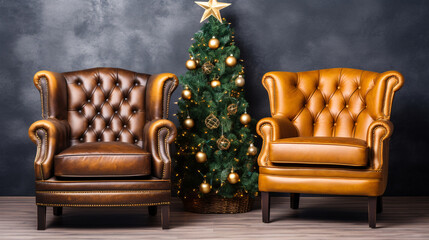 Two vintage brown leather Chesterfield???????????????????????????????????????