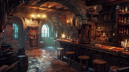 Obraz premium Spellbound Marketplaces. AI generated art illustration.