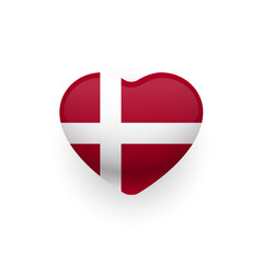 Obraz premium Danish flag shaped as heart icon design. National pride of Denmark. Vector illustration.