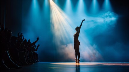 A dancer takes a final bow to resounding applause, celebrating a heart-stirring performance.