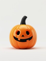 A cheerful jack-o'-lantern against a white background, perfect for Halloween decorations and festive autumn celebrations.