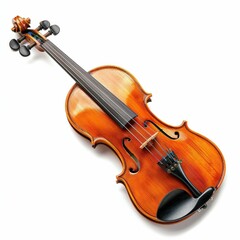 Fototapeta premium Elegant Classical Violin on White Background Showcasing Fine Craftsmanship and Detailed Wood Grain