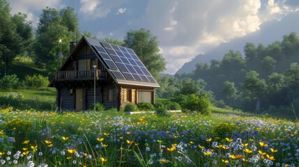 Solar panels for idyllic homes , Sustainable 3D printed houses , Natural resource powered homes , Eco-friendly living with solar energy