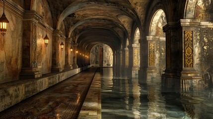 Obraz premium Forgotten Temples. AI generated art illustration.
