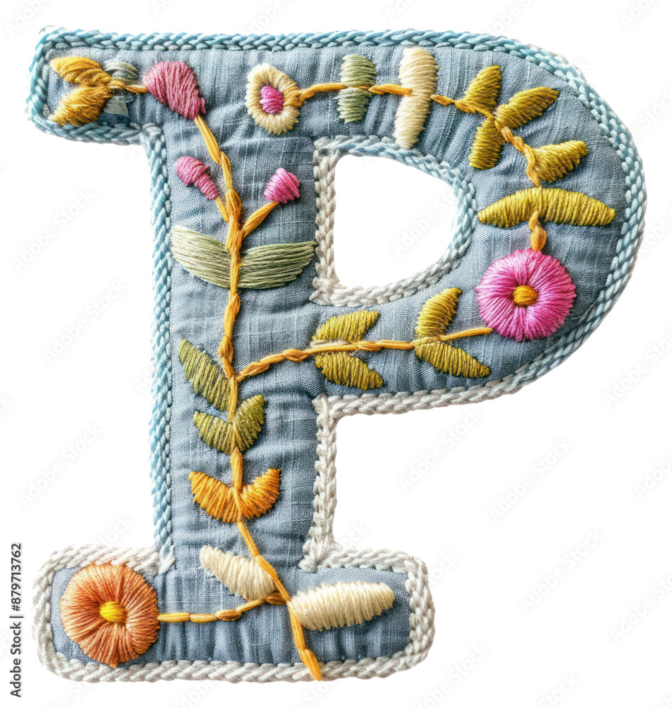 Wall mural PNG Alphabet P embroidery pattern text.