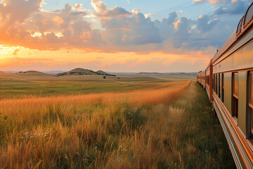 Photo of fields from a train window