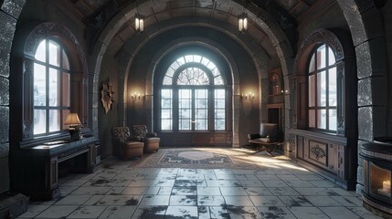 Fototapeta premium Magical Architecture. AI generated art illustration.