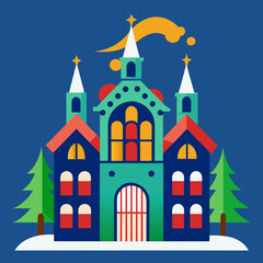  big Christmas house vector illustration 