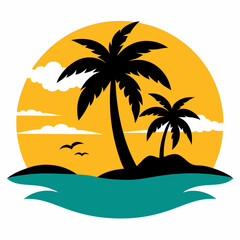 Beach vector silhouette