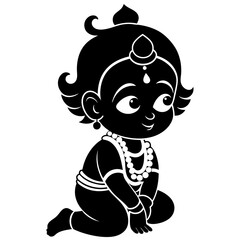 Chebbi art of Krishna all side view vector silhouette 