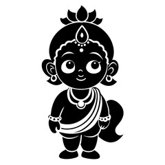 Chebbi art of Krishna all side view vector silhouette 
