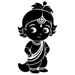 Chebbi art of Krishna all side view vector silhouette 