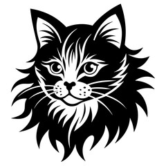 Persian cat face logo vector silhouette on white background