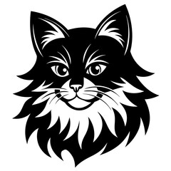 Persian cat face logo vector silhouette on white background