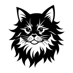 Persian cat face logo vector silhouette on white background