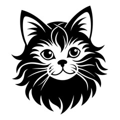 Persian cat face logo vector silhouette on white background
