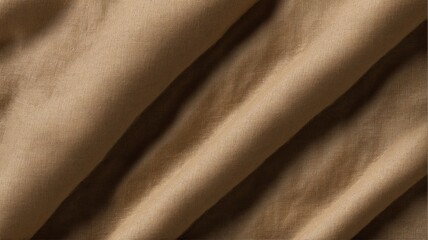 A close-up of a textured brown linen fabric, showcasing its natural fibers and subtle weave pattern. The earthy, neutral tone and rustic charm.