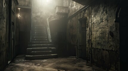 Neopunk Architecture Environment. AI generated art illustration.