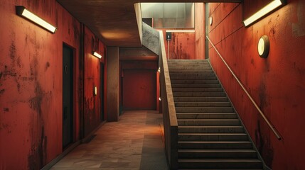 Neopunk Architecture Environment. AI generated art illustration.