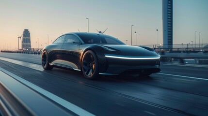 Dynamic Electric Car Advertisement Showcasing Eco-Friendly Design in Various Environments