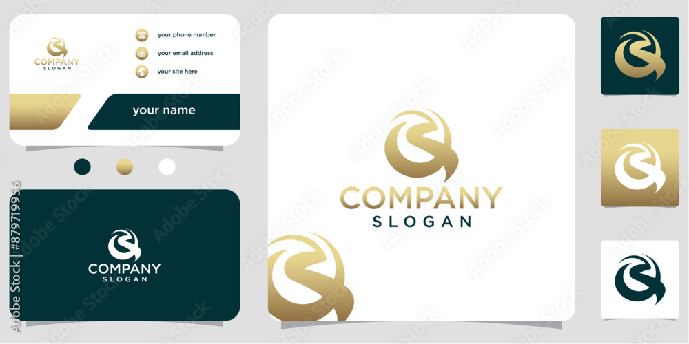 Fototapete collection of initials letter B abstract monogram with gradient colors logo design vector business card template