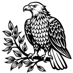 Proud Eagle Perched on a High Branch Vector Design and illustration