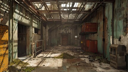 Neopunk Architecture Environment. AI generated art illustration.