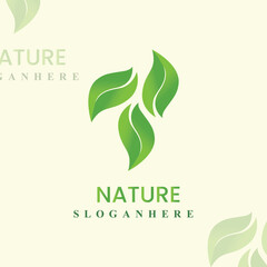 Nature logo, Illustration of leaves and twigs neatly arranged in a unified whole