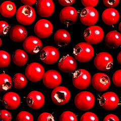 Hawthorn Berries vibrant red hawthorn berries forming a geometric pattern with some berries cut