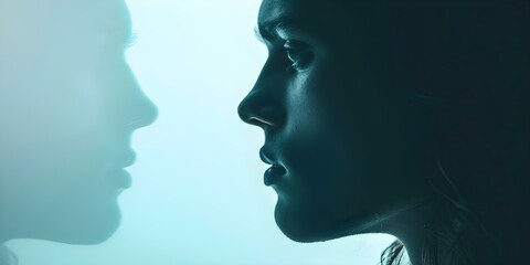 Fototapeta premium Encounter with Alternate Self in Parallel Universe A Journey of Identity and Destiny. Concept Alternate Realities, Self Discovery, Identity Crisis, Parallel Universes, Destiny Quest