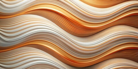 Obraz premium Abstract Orange and White Curved Lines, 3D render, abstract art, digital art, background, pattern, texture, wave , design, wallpaper, art, graphic, architecture