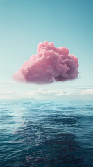 Pink clouds floating on the water